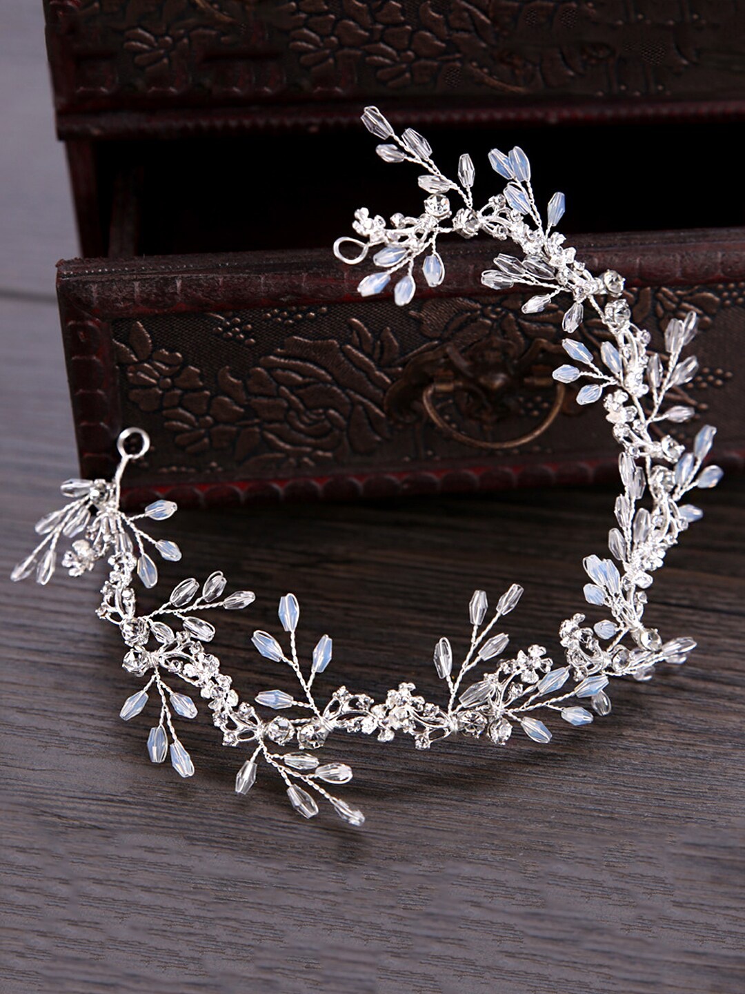 

Yellow Chimes Women Silver-Toned Embellished Tiara