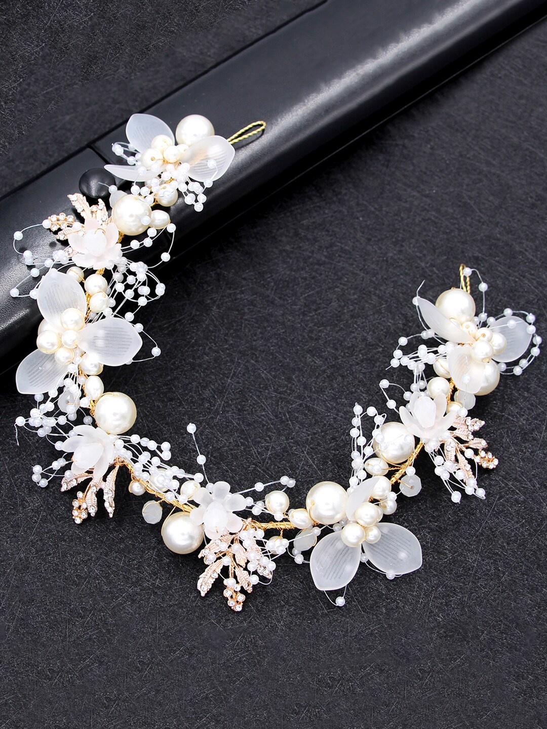 

Yellow Chimes Women White Floral Tiara Headband