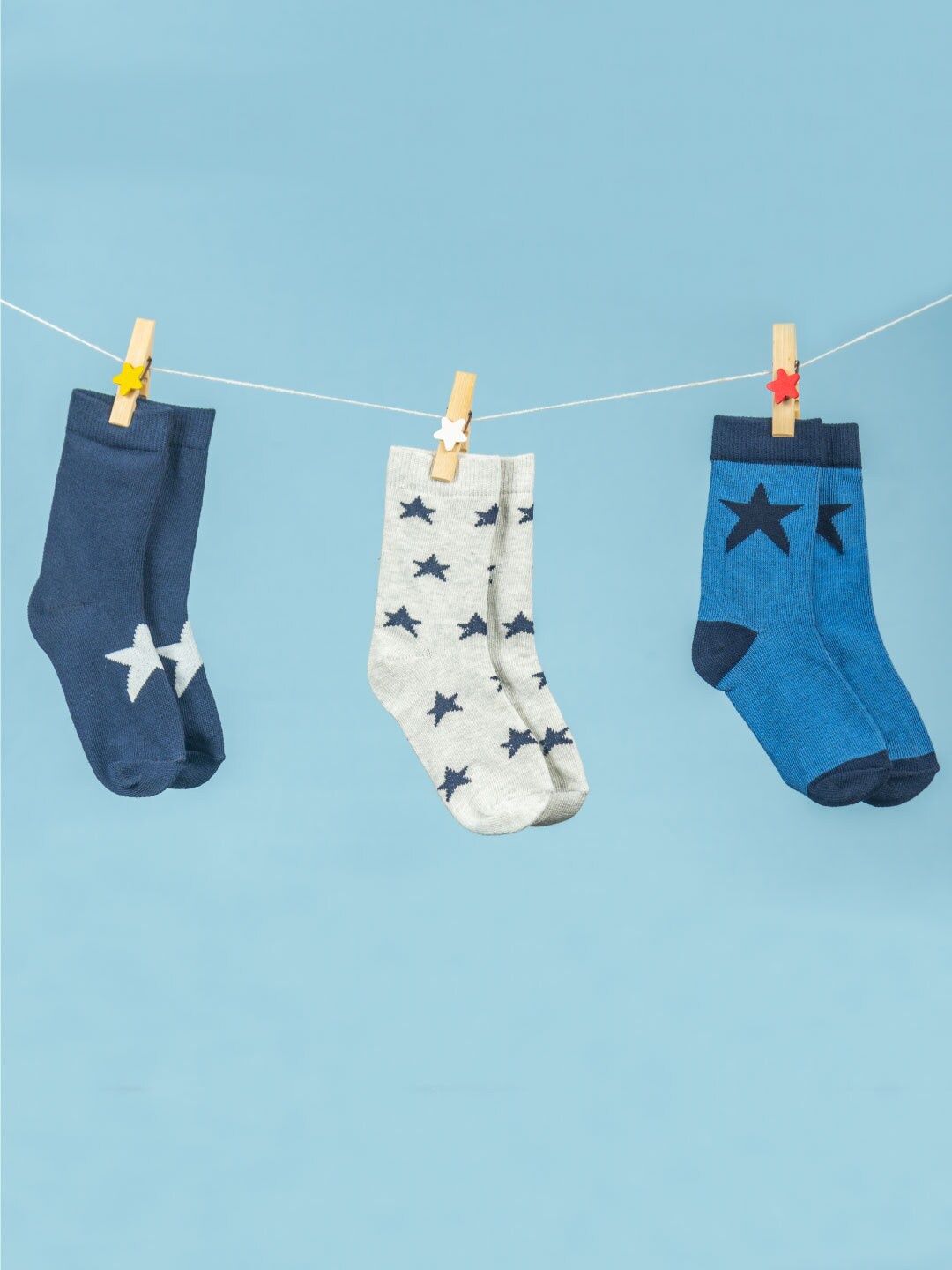 

Mylo Infants Kids Pack Of 3 Patterned Above Ankle-Length Socks, Blue