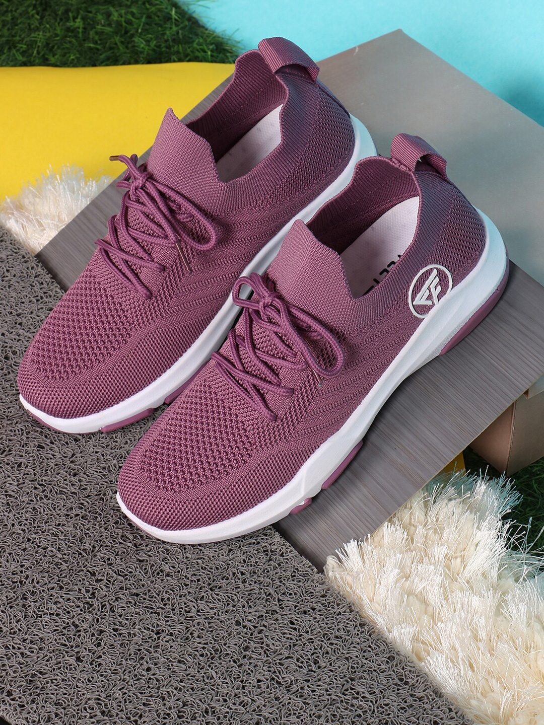 

FLYING FEET Women Purple Mesh Running Non-Marking Shoes
