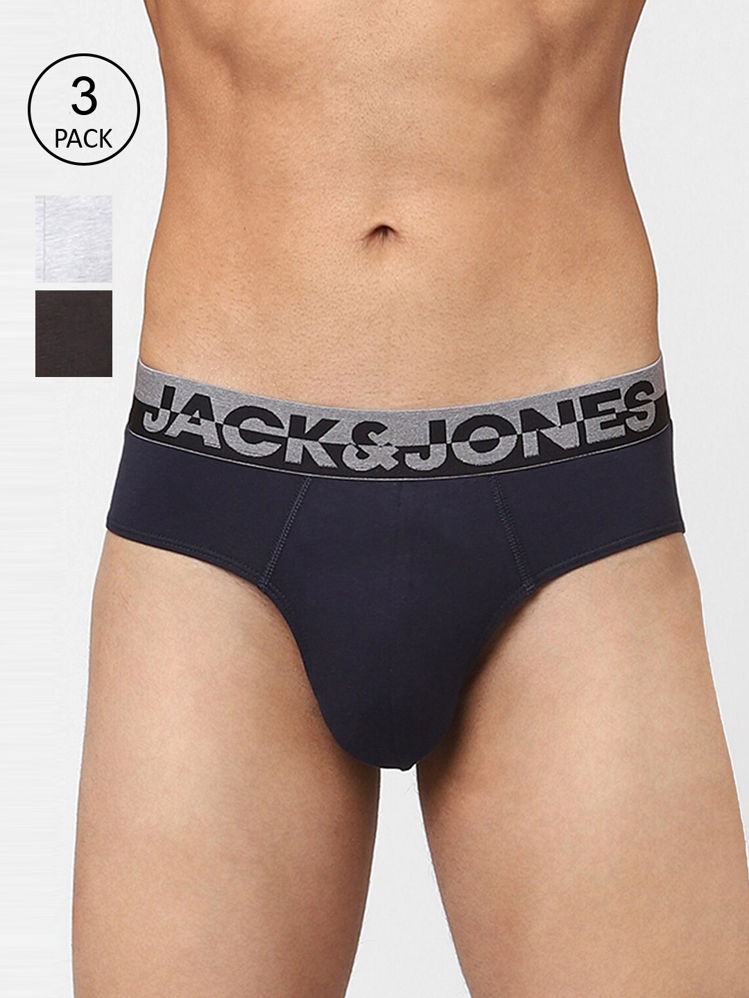 

Jack & Jones Men Pack of 3 Hipster Briefs 116795702, Grey melange