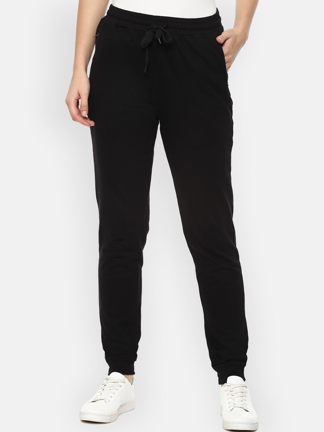 

Van Heusen Woman Black Solid Pure Cotton Joggers