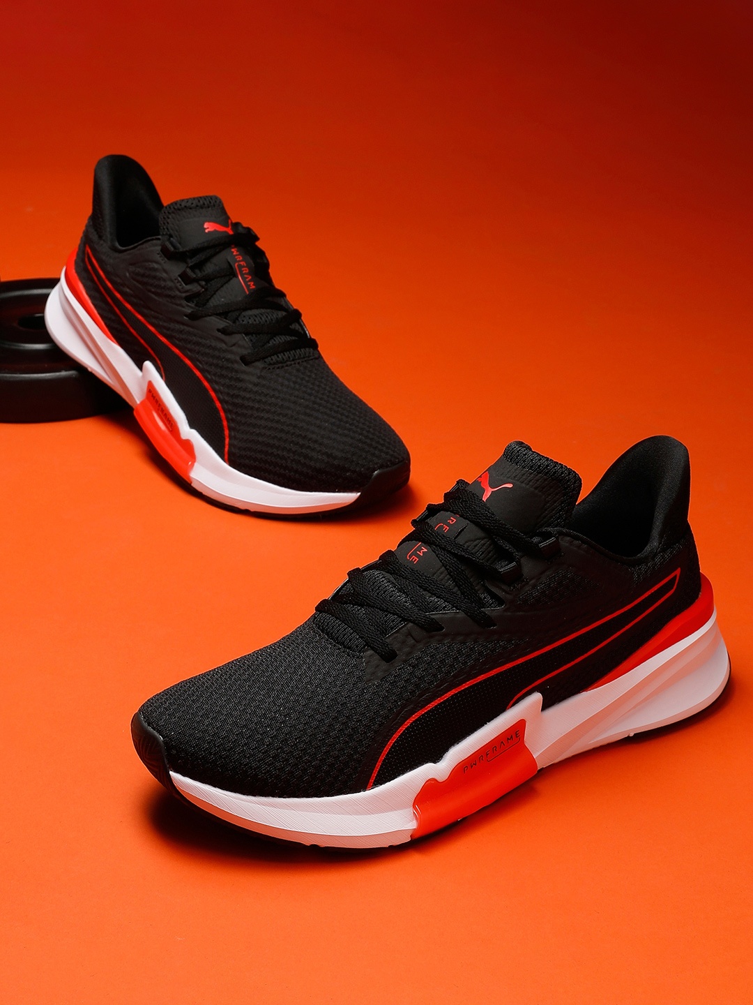 

Puma Men Black & Coral PWRFrame Training Shoes
