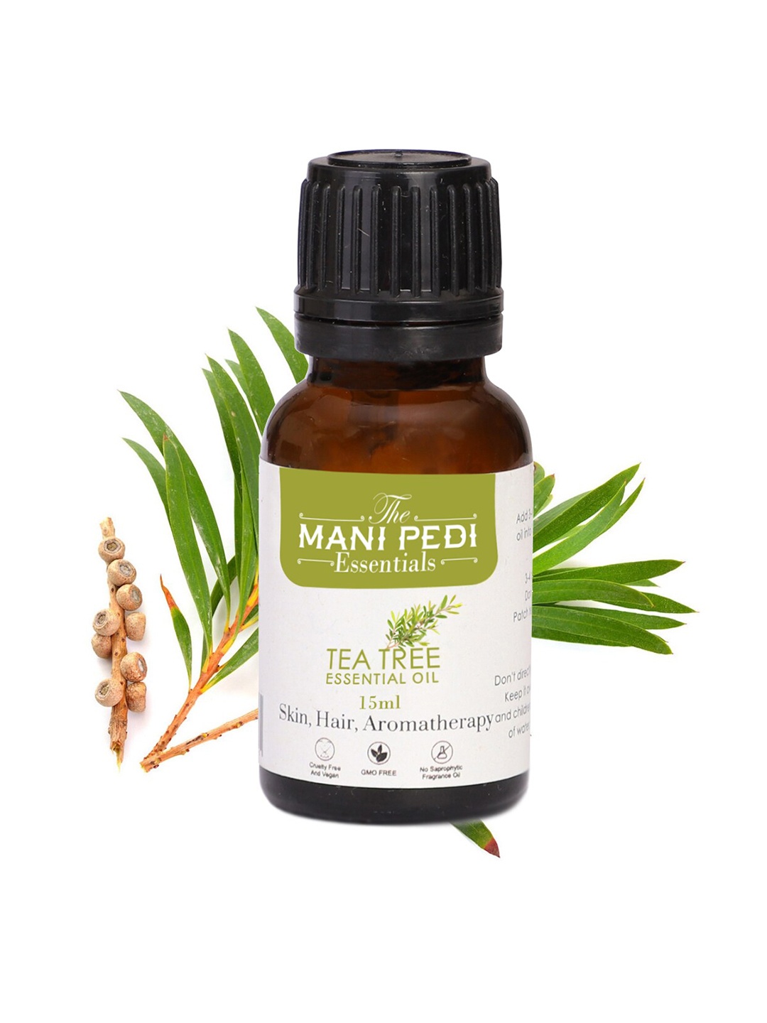 

The Mani Pedi Essentials Tea Tree Essential Oil for Skin & Aromatherapy - Vegan - 15 ml, Brown