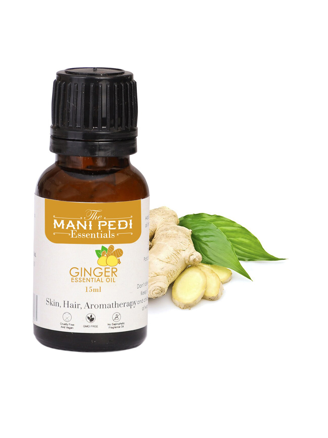 

The Mani Pedi Essentials Ginger Essential Oil for Hair Skin & Aromatherapy - Vegan - 15 ml, Brown