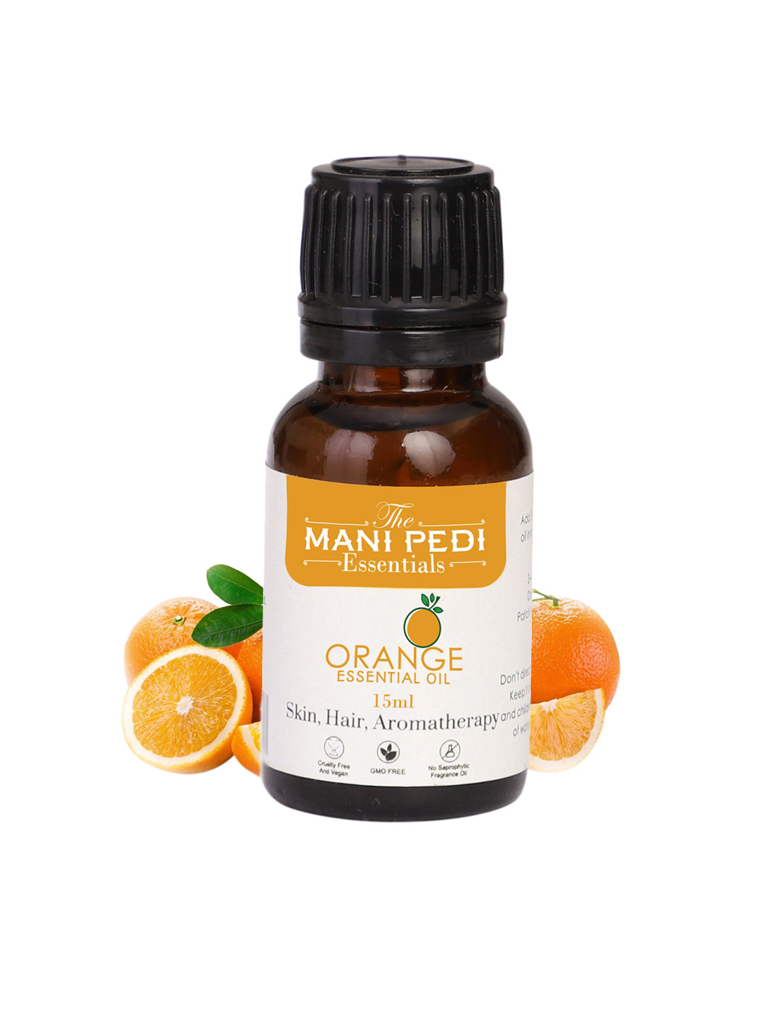

The Mani Pedi Essentials Orange Essential Oil for Hair Skin & Aromatherapy - Vegan - 15 ml, Brown