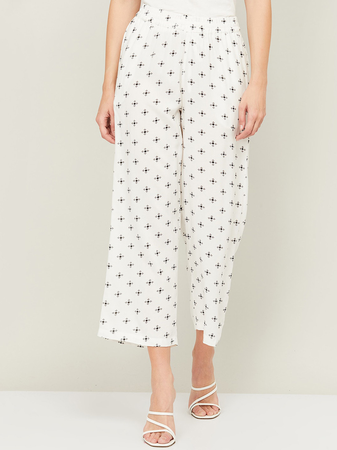 

Melange by Lifestyle Women White Printed Culottes Trousers