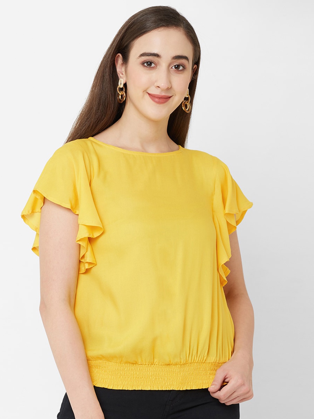 

109F Yellow Blouson Top