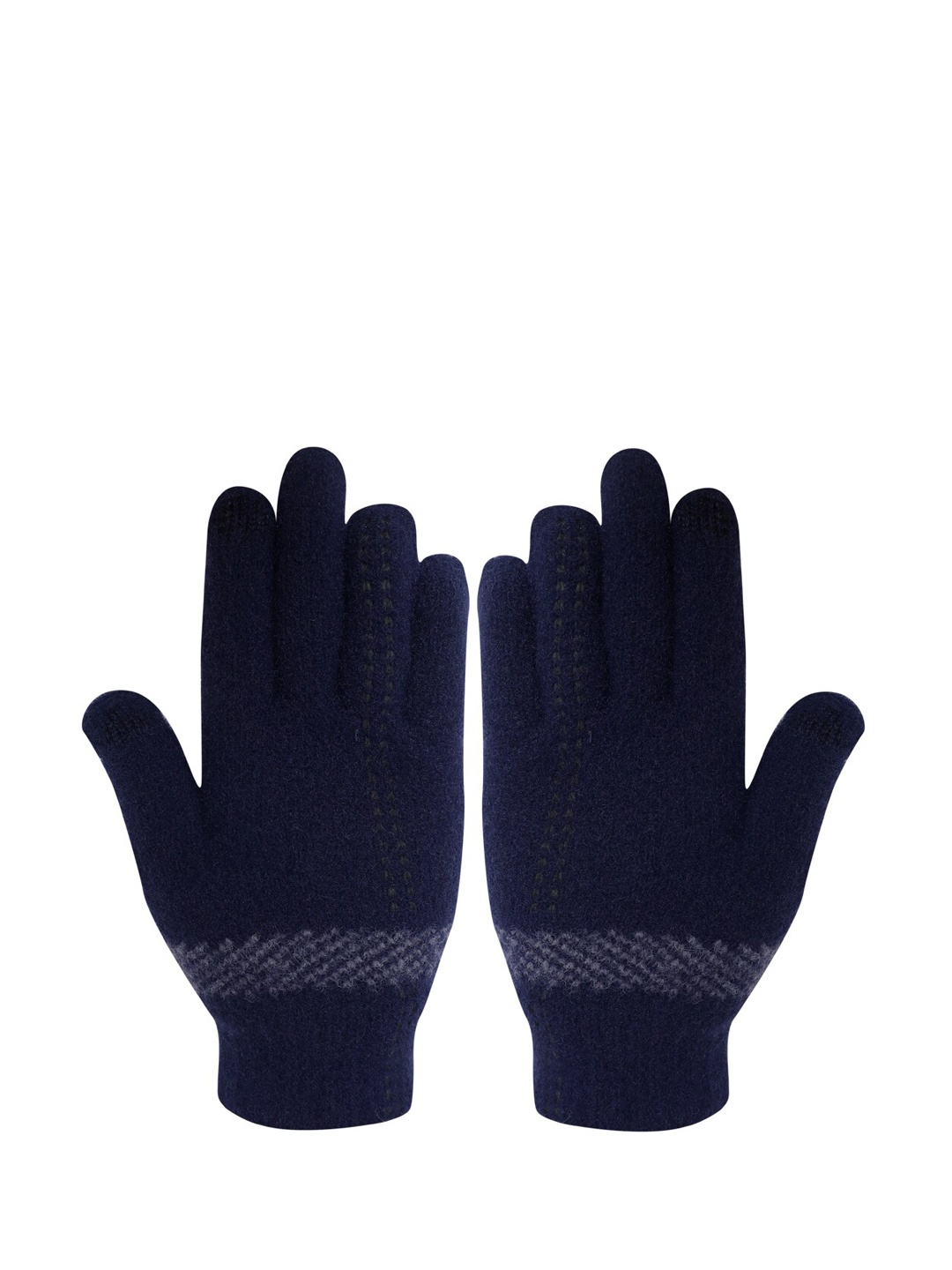 

LOOM LEGACY Women Navy Blue Patterned Acrylic Wool Hand Gloves