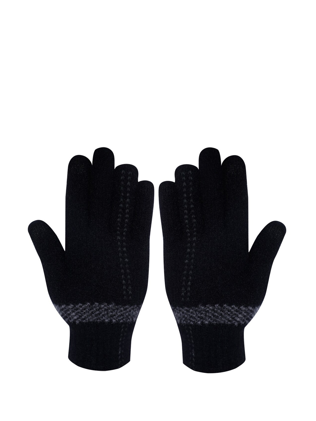 

LOOM LEGACY Women Black & White Patterned Hand Gloves