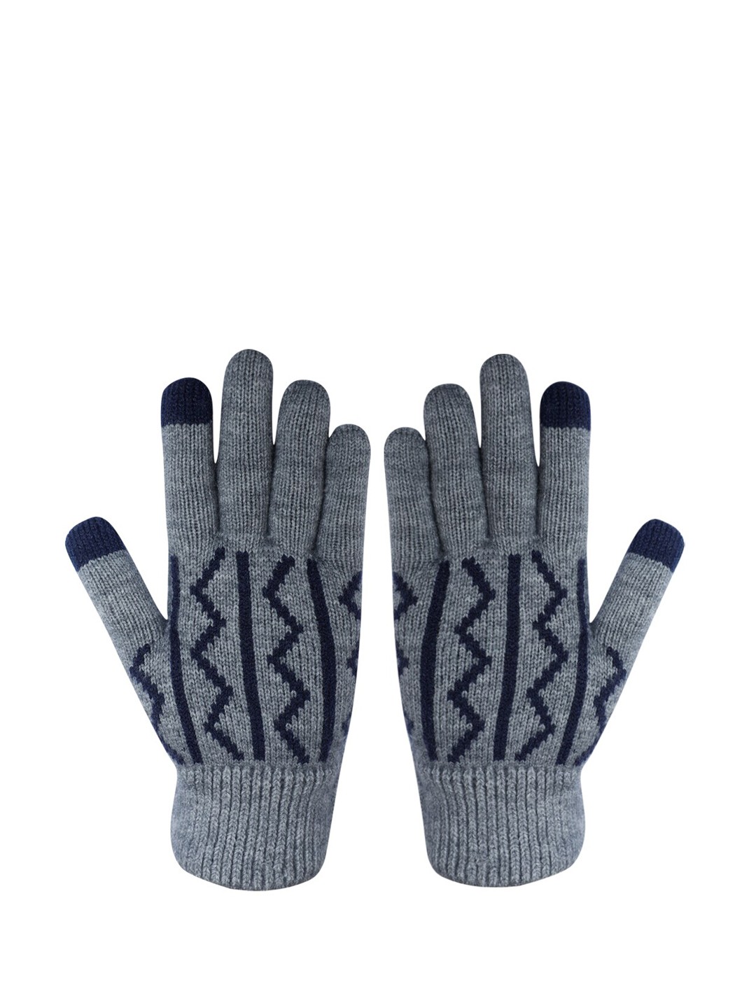 

LOOM LEGACY Women Grey & Black Patterned Hand Gloves