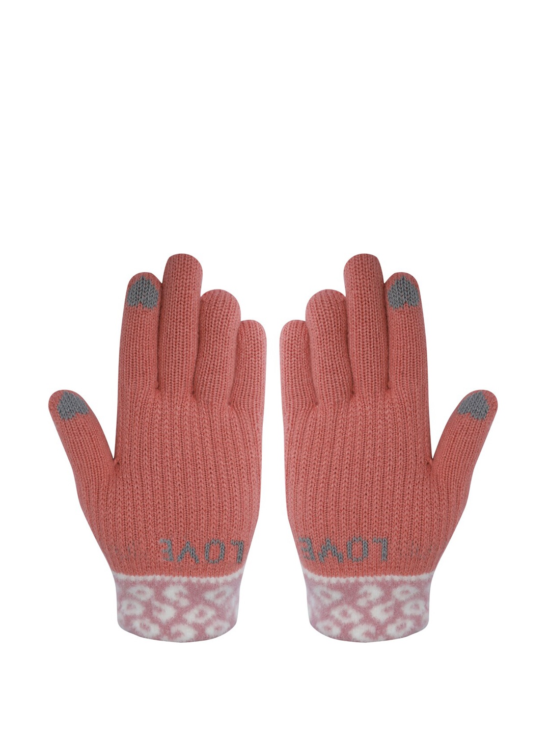 

LOOM LEGACY Women Orange Patterned Hand Gloves