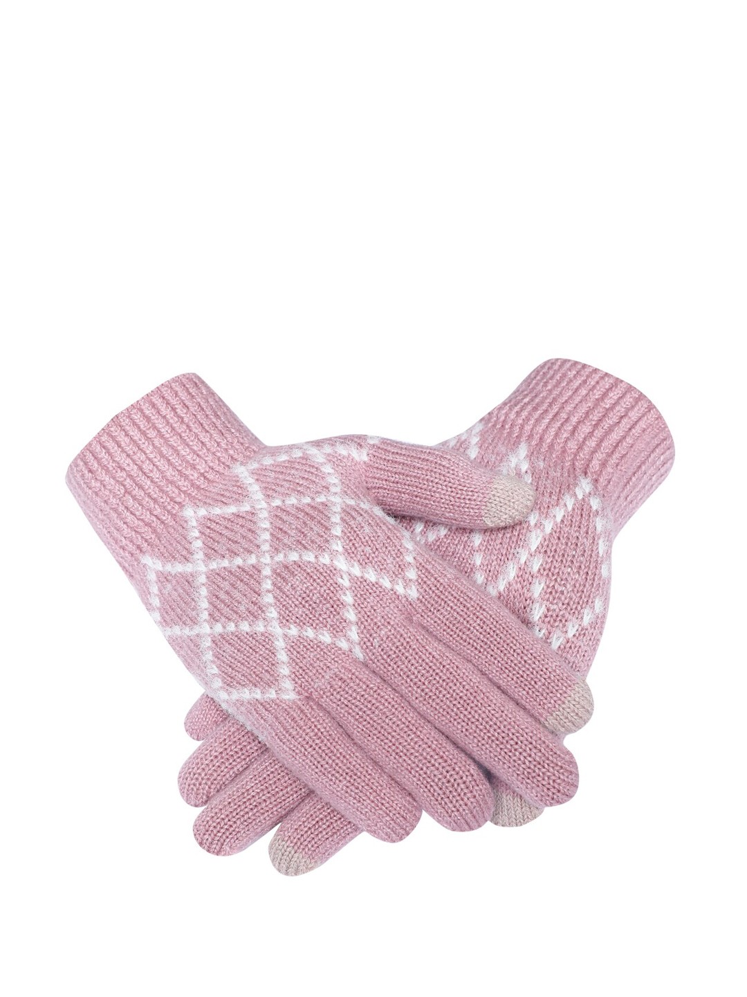 

LOOM LEGACY Women Magenta & White Woven Design Hand Gloves