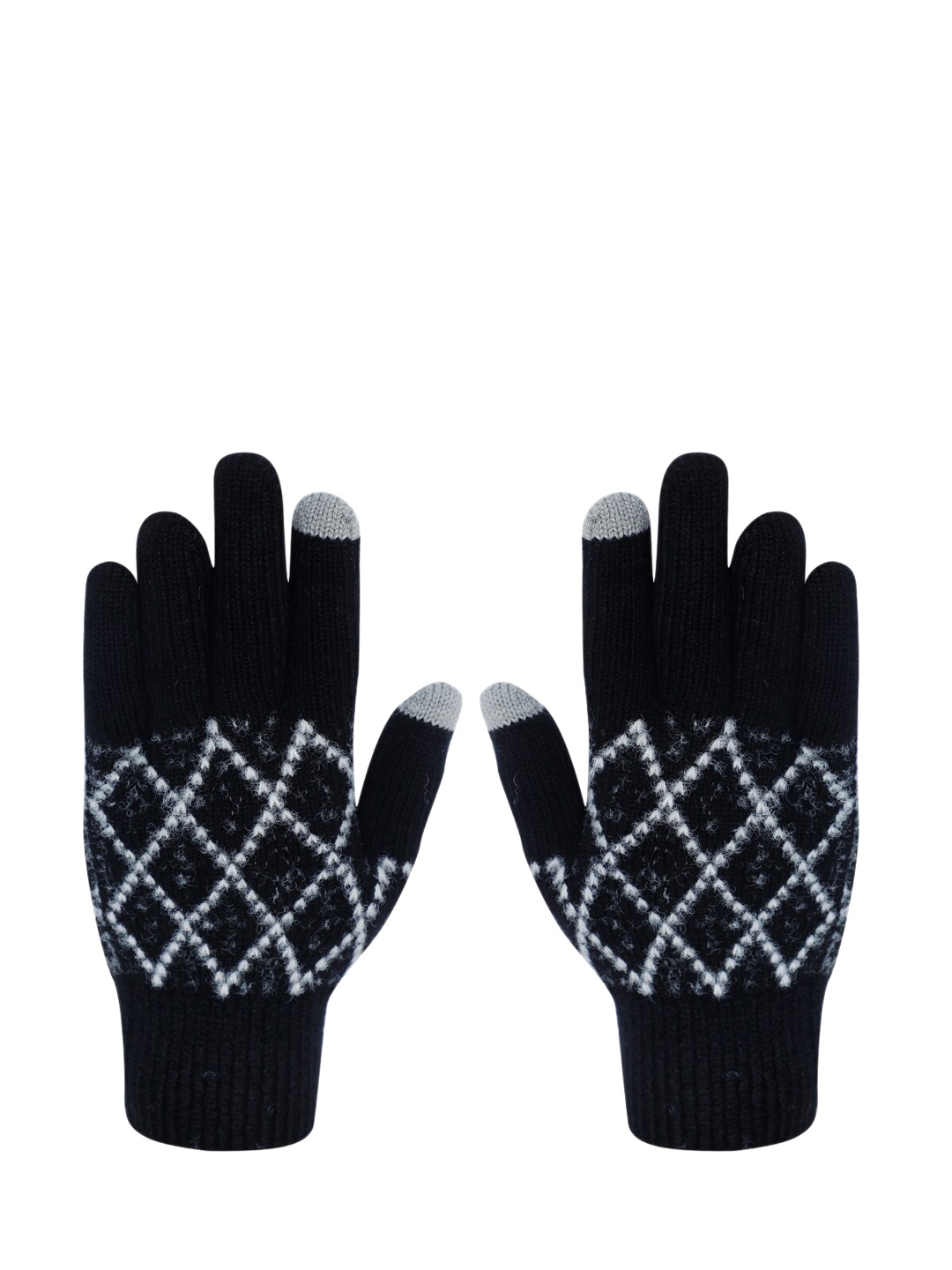 

LOOM LEGACY Women Black & White Patterned Hand Gloves