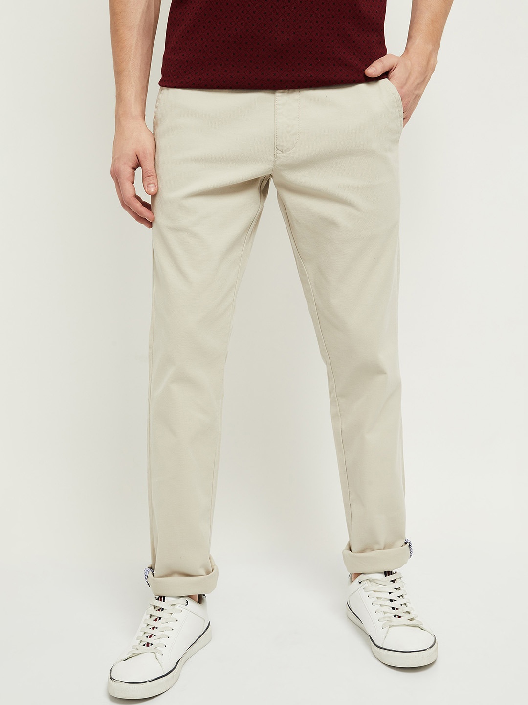 

max Men Beige Chinos Trousers