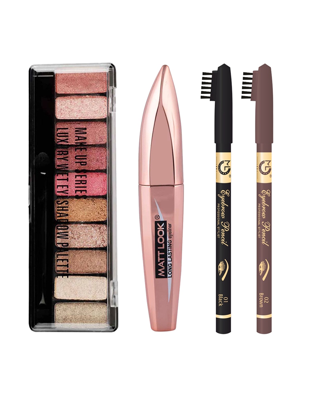 

MATTLOOK Set of Eyeshadow Palette - Eyebrow Pencils & Eyeliner (Pack of 4), Multi