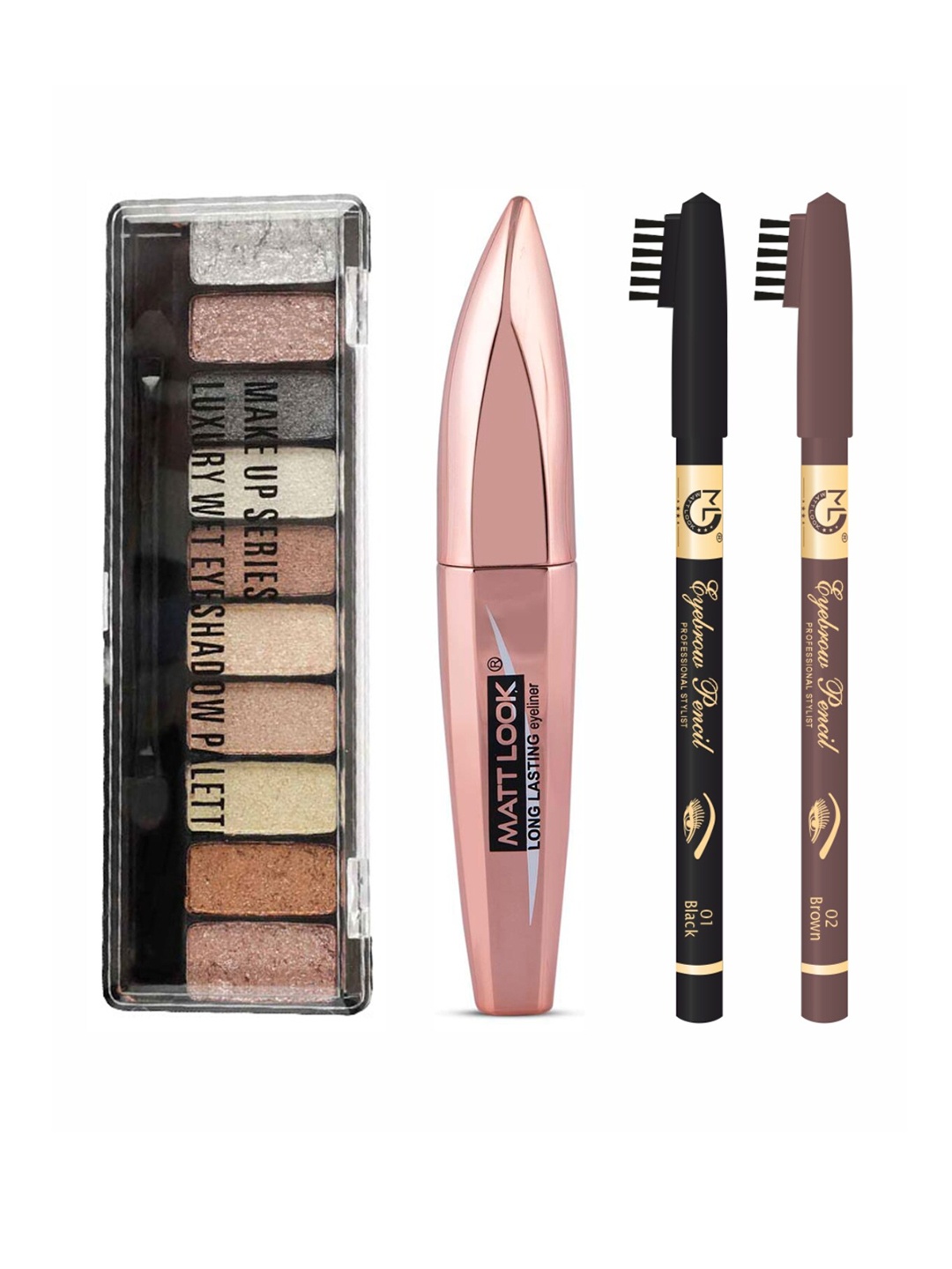 

MATTLOOK Set of 4 Eyeshadow Palette - Eyebrow Pencils & Eyeliner, Multi