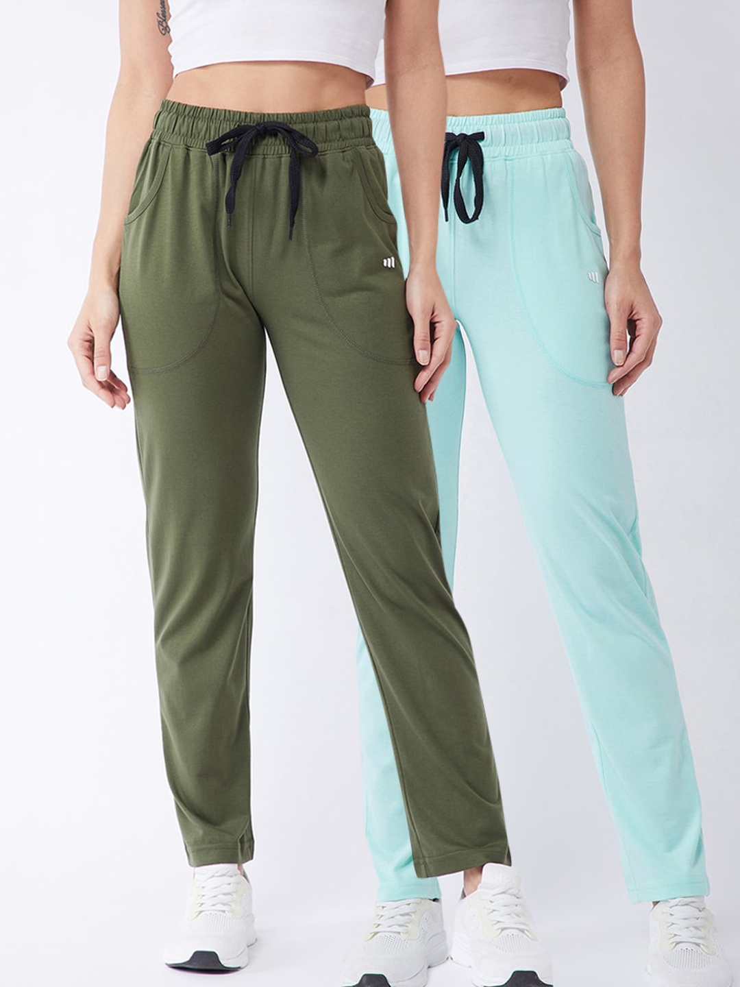 

Modeve Women Pack Of 2 Solid Track Pants, Olive