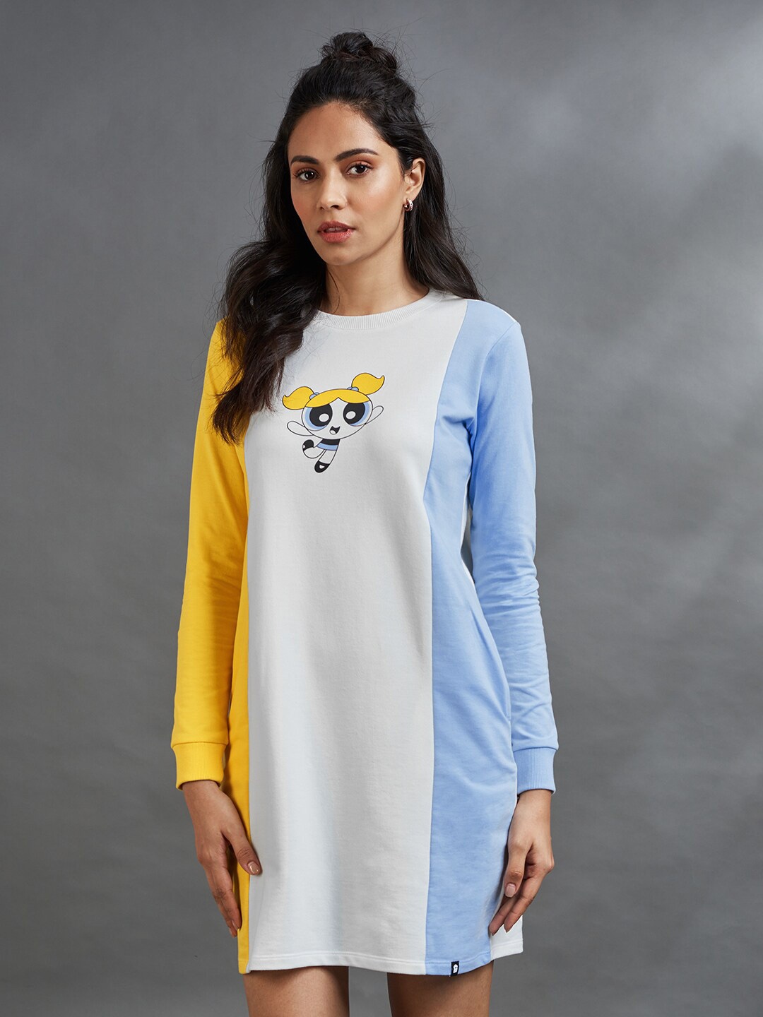 

The Souled Store White & Yellow T-shirt Dress