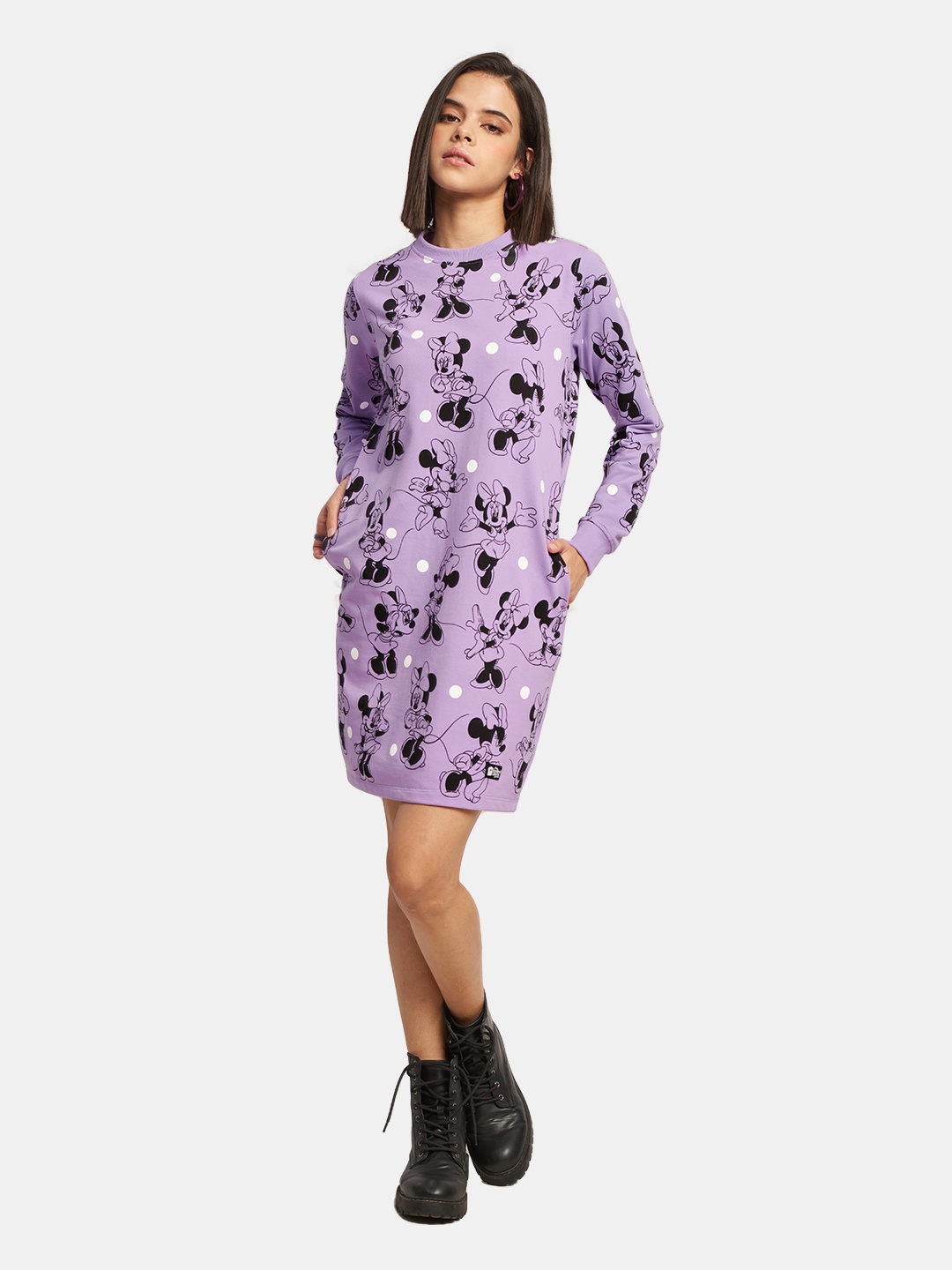 

The Souled Store Purple Disney All About Minnie Sweatshirt Dress