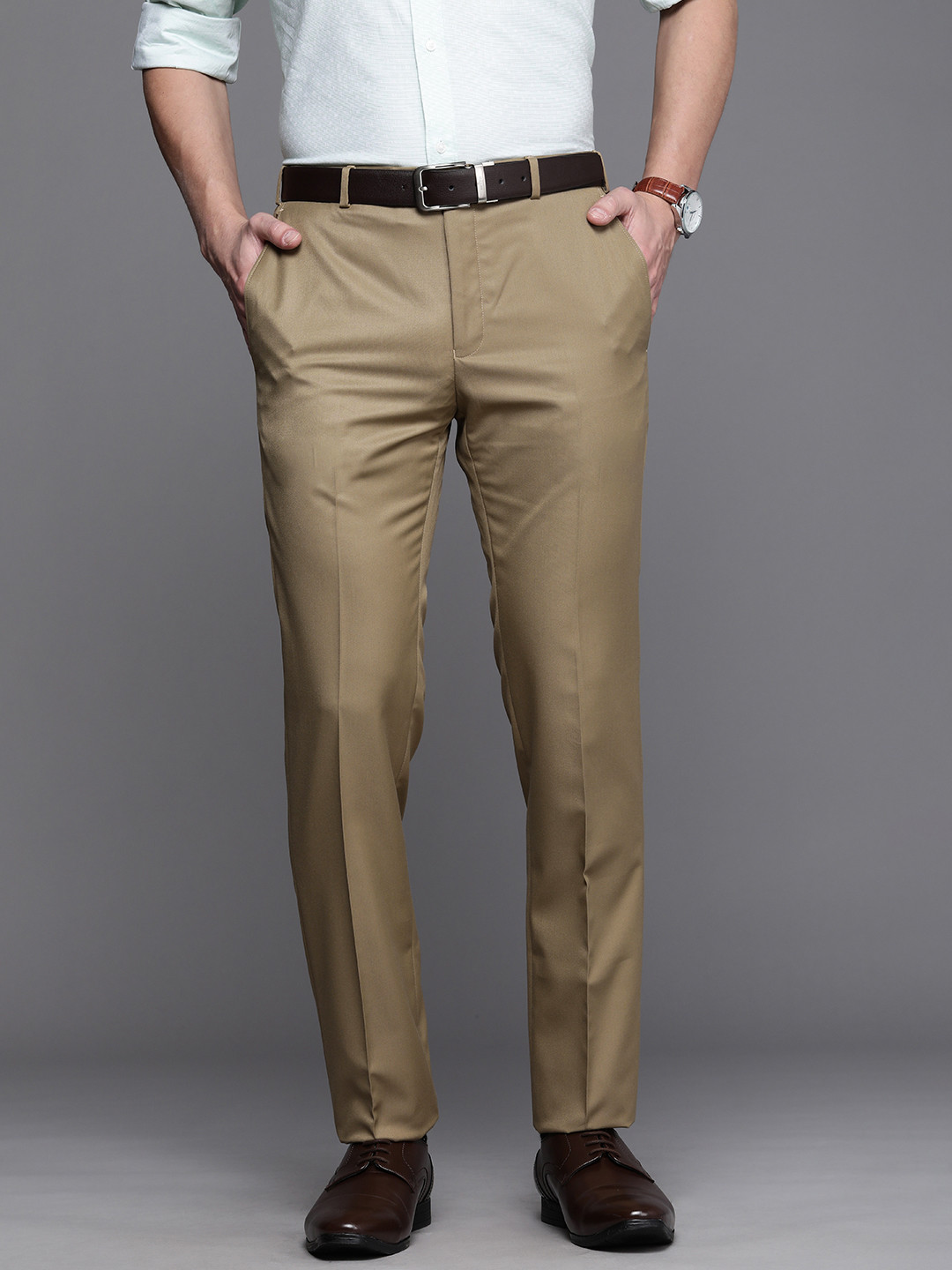 

Raymond Men Beige Slim Fit Trousers