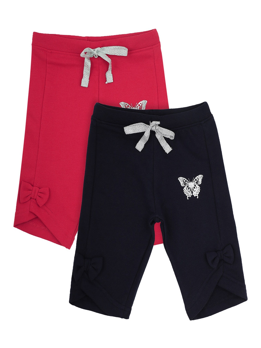 

Bodycare Kids Girls Navy Blue & Fushia Assorted Printed Capris