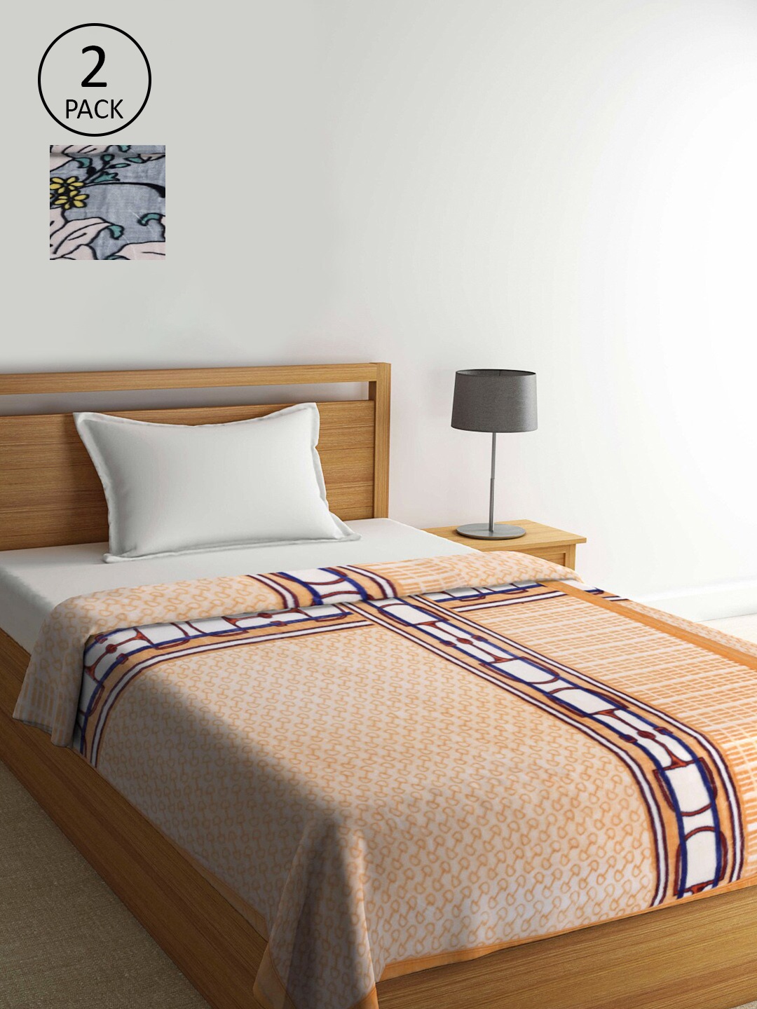 

KLOTTHE Set Of 2 Multi Color Abstract Heavy Winter 1000 GSM Single Bed Blanket