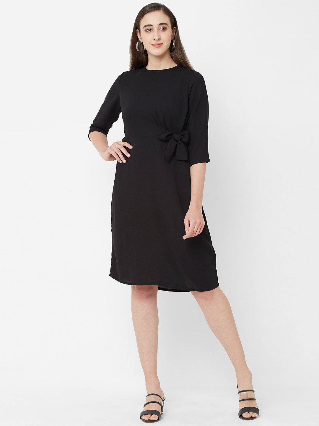 

109F Black A-Line Dress With Belt