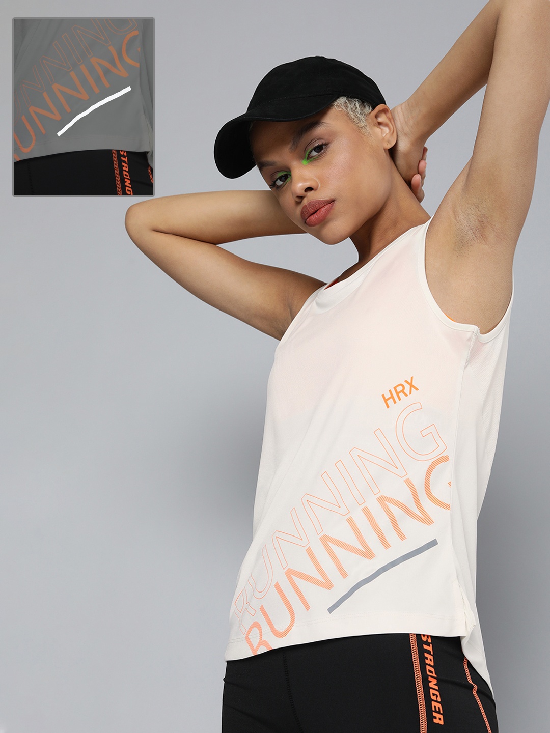 

HRX By Hrithik Roshan Running Women OPTIC WHITE Rapid-Dry Typography Tshirts