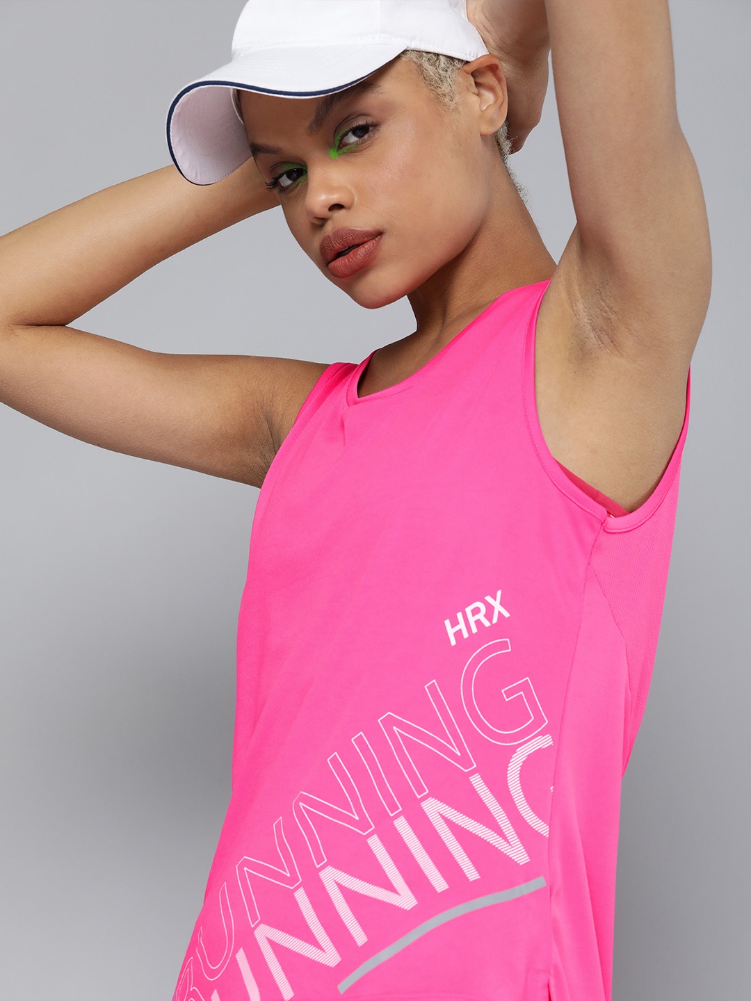 

HRX By Hrithik Roshan Running Women FUCHIA PINK Rapid-Dry Typography Tshirts, Fuchsia