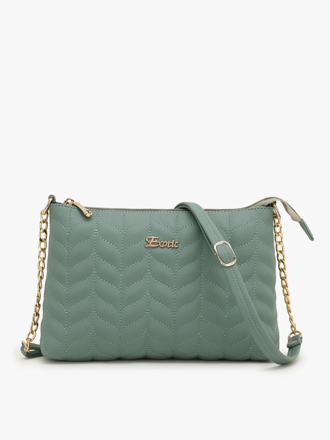 

Exotic Green PU Structured Sling Bag with Quilted