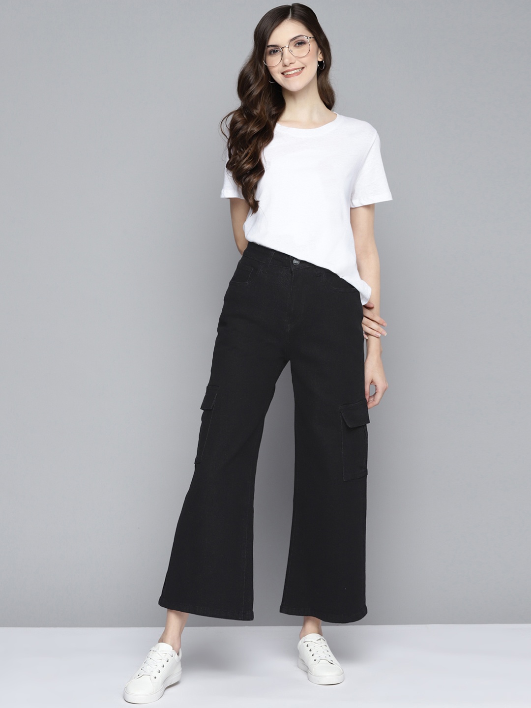 

Mast & Harbour Women Black Wide Leg Stretchable Jeans