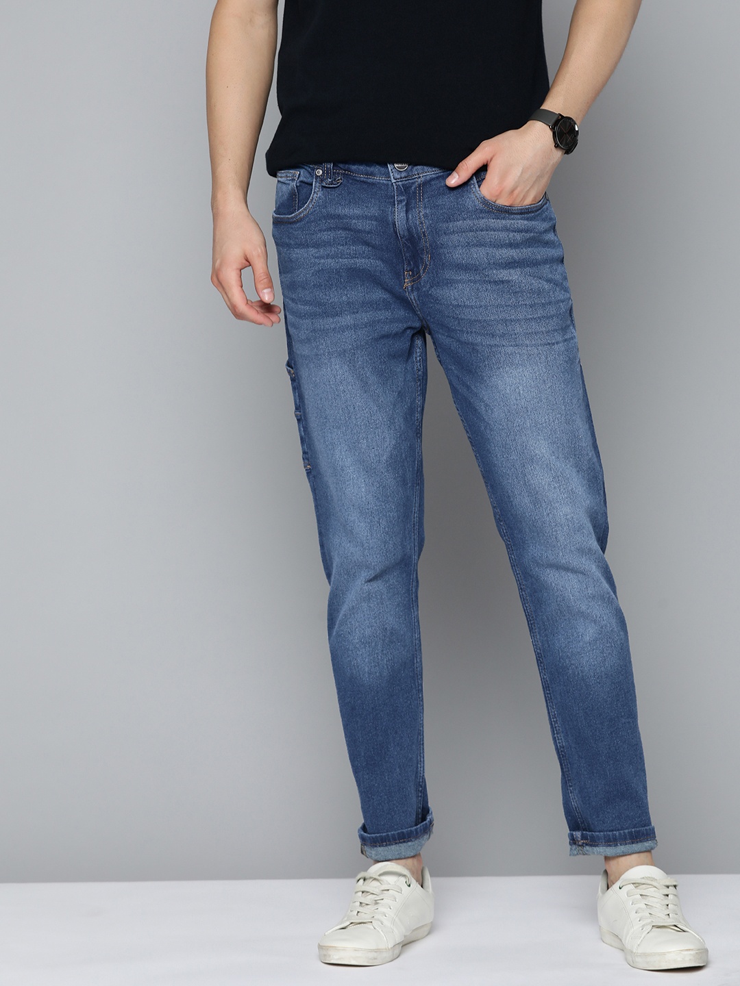 

Mast & Harbour Men Blue Slim Tapered Fit Light Fade Stretchable Jeans