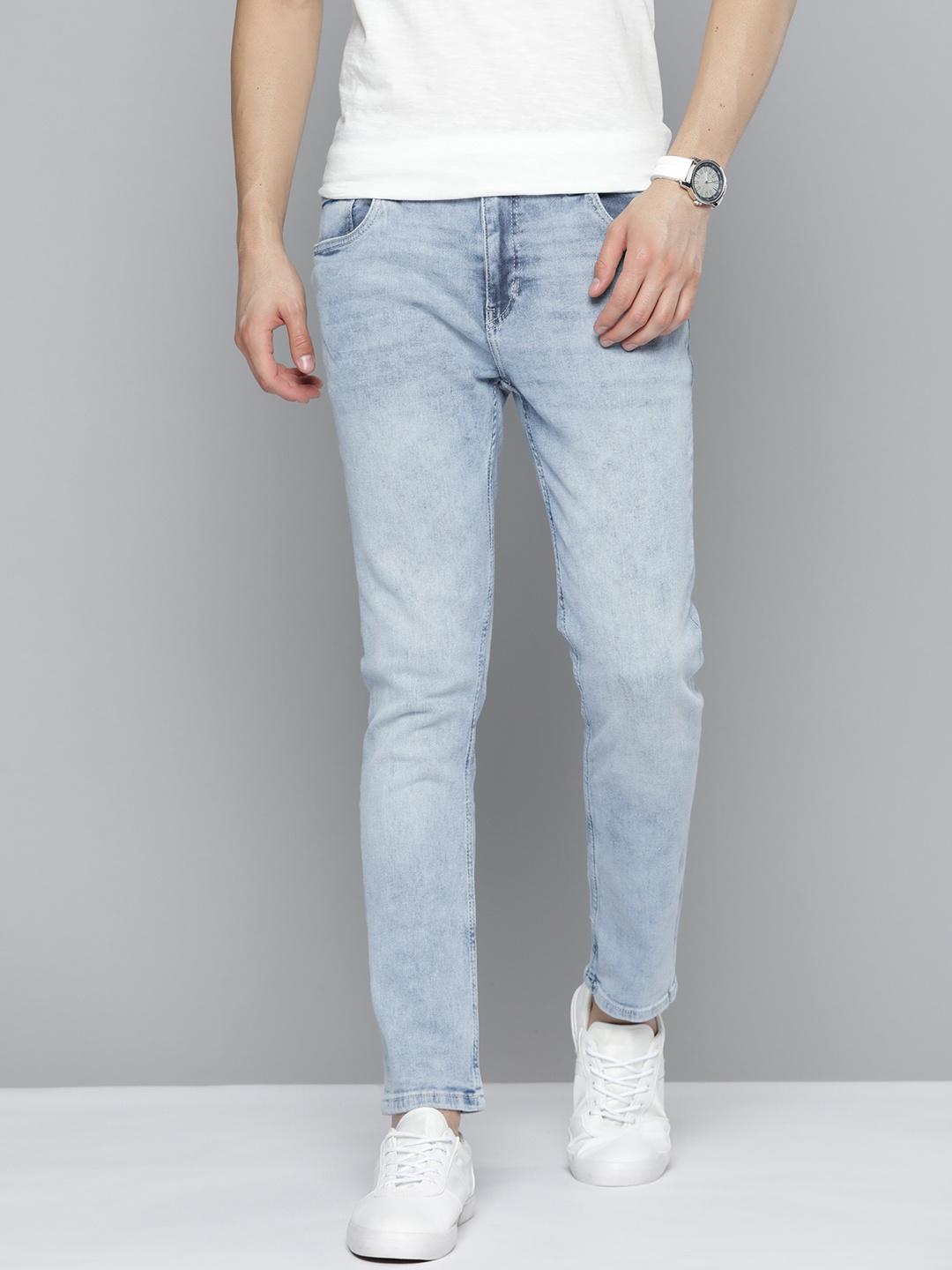 

Mast & Harbour Men Blue Skinny Fit Heavy Fade Stretchable Jeans