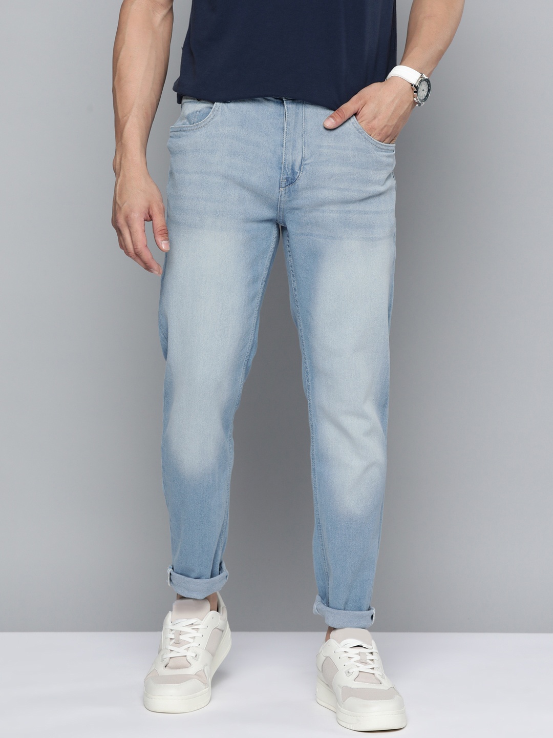 

Mast & Harbour Men Blue Slim Tapered Fit Light Fade Stretchable Jeans