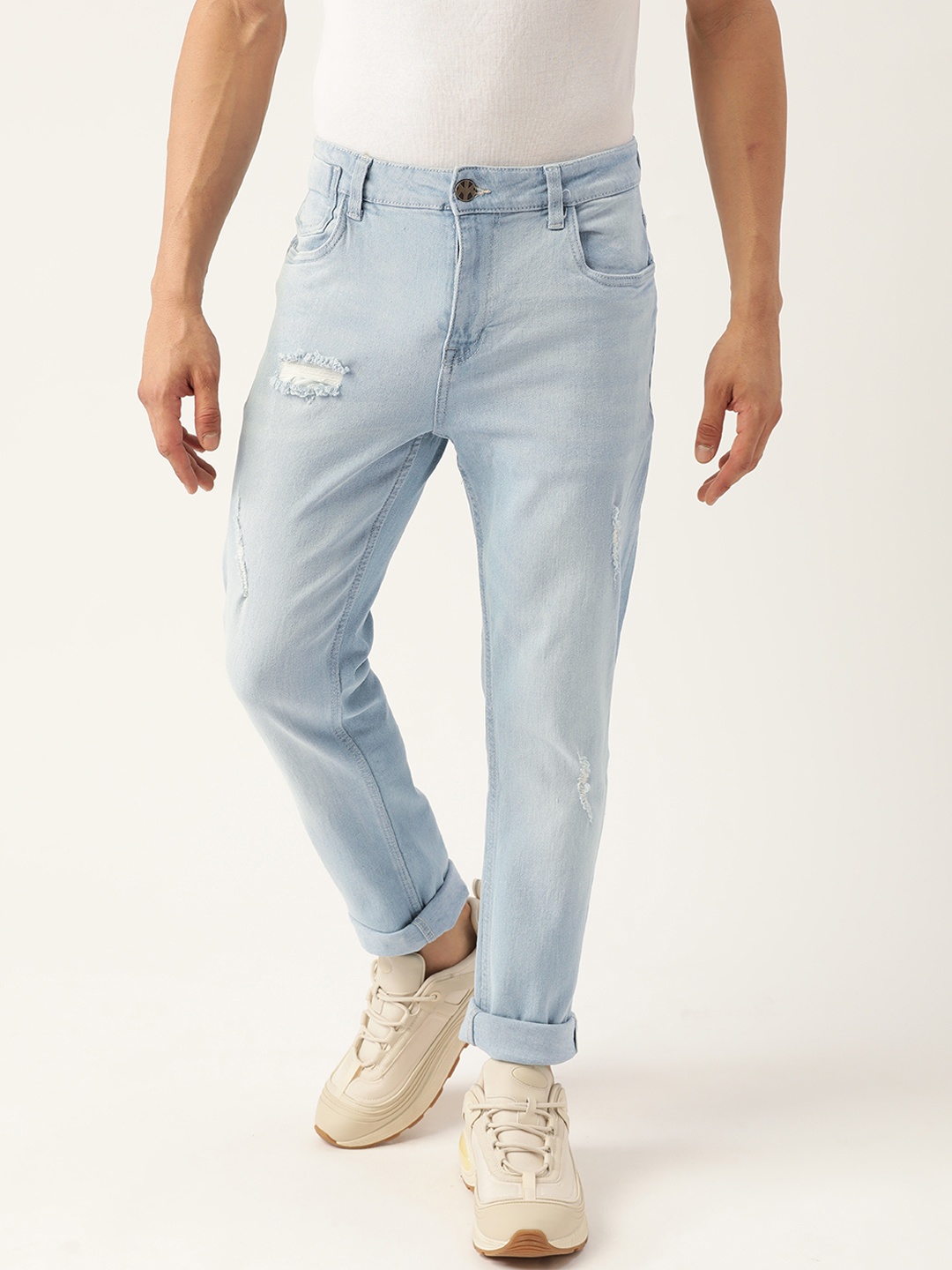 

Kook N Keech Men Blue Skinny Fit Low Distress Light Fade Stretchable Jeans