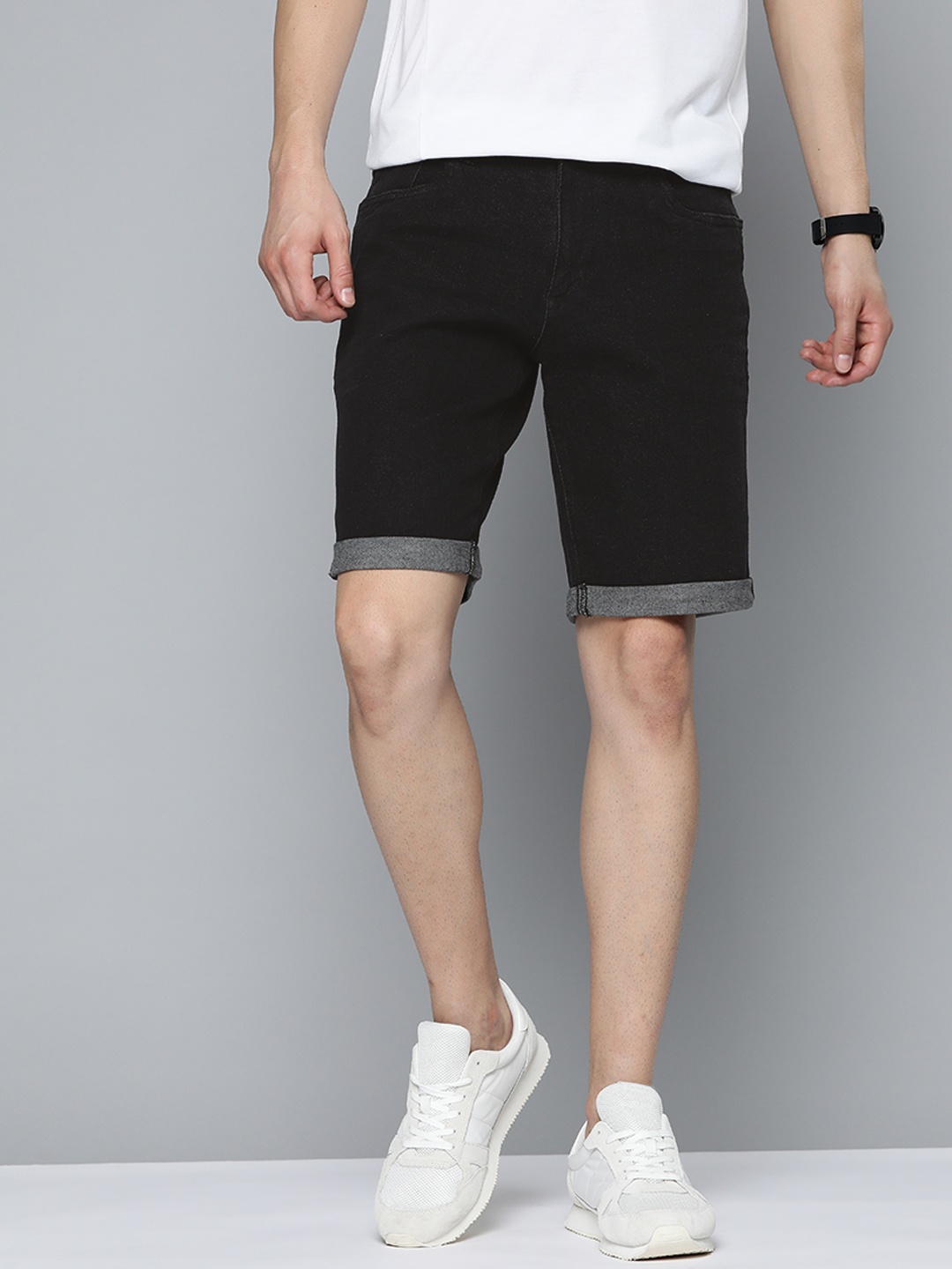 

Mast & Harbour Men Black Denim Shorts