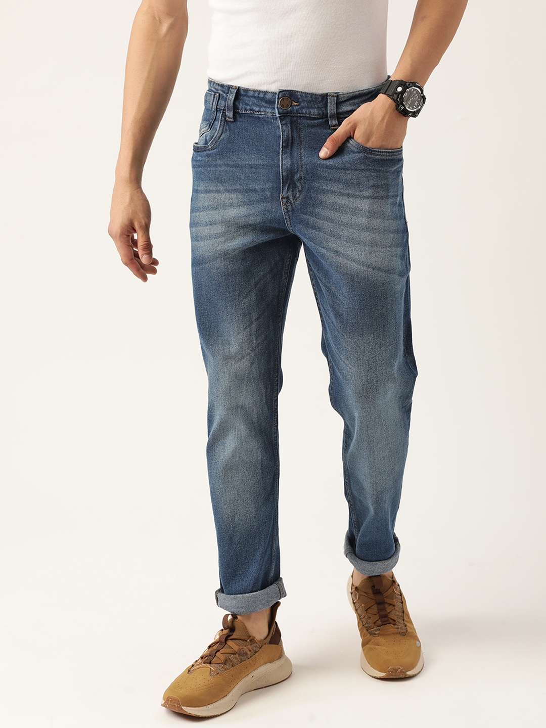 

Kook N Keech Men Blue Slim Tapered Fit Light Fade Stretchable Jeans