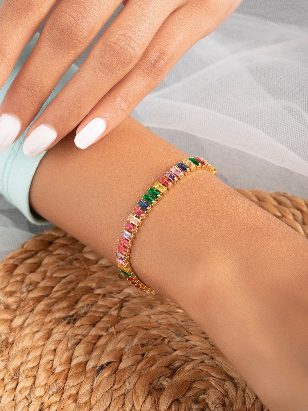 

Rubans Voguish Multicoloured 24k Gold-Plated Charm Bracelet, Multi