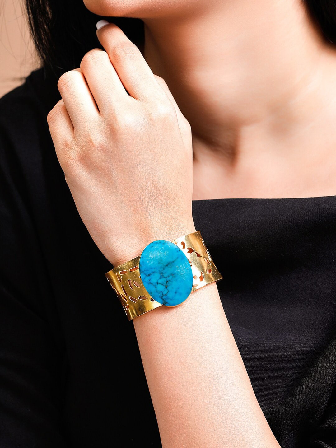 

Rubans Voguish Women Handcrafted Gold-Plated Cuff Bracelet