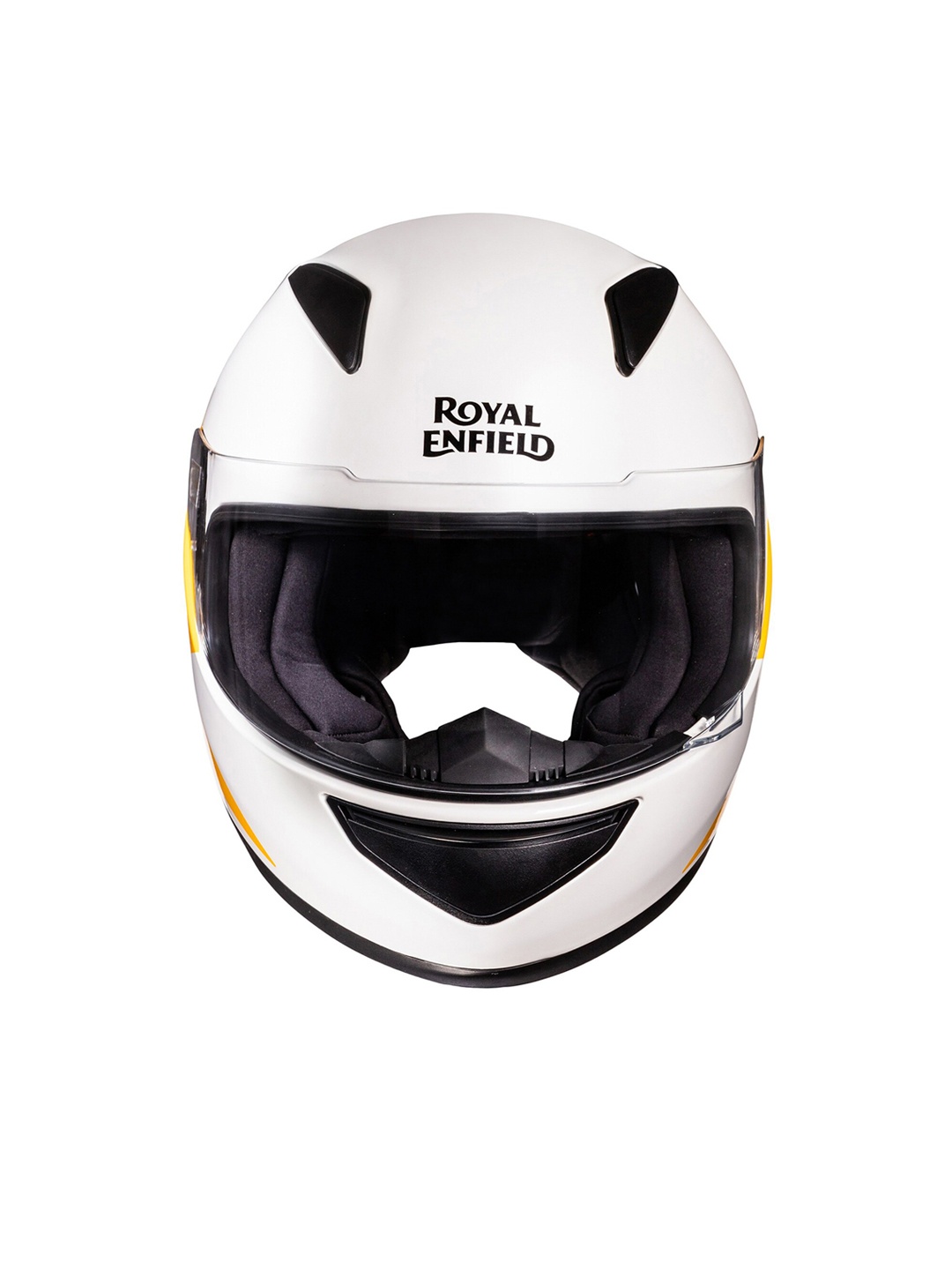 

Royal Enfield White & Yellow Graphic Printed Full Face Helmet