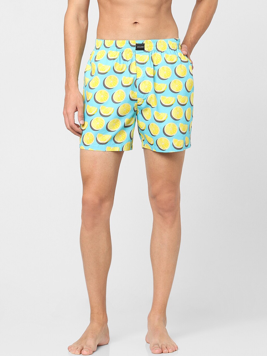

JACK & JONES Men Turquoise Blue & Yellow Printed Pure Cotton Boxers 144873701