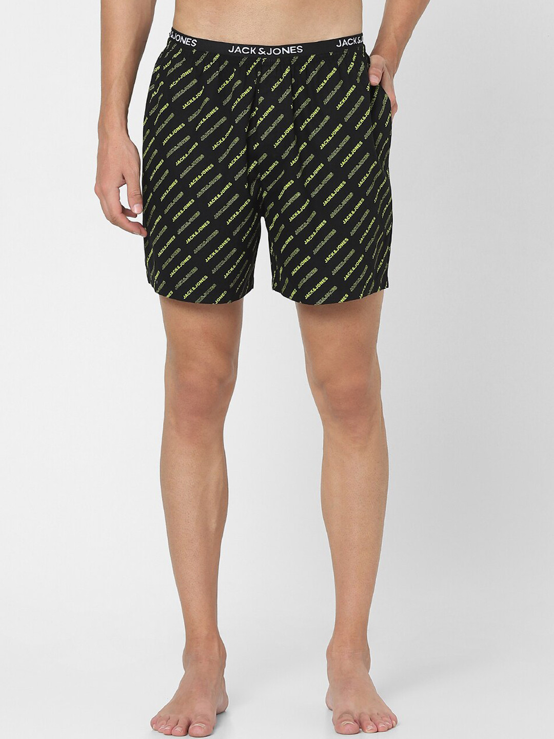 

JACK & JONES Men Grey & Yellow Printed Pure Cotton Boxers 16883698