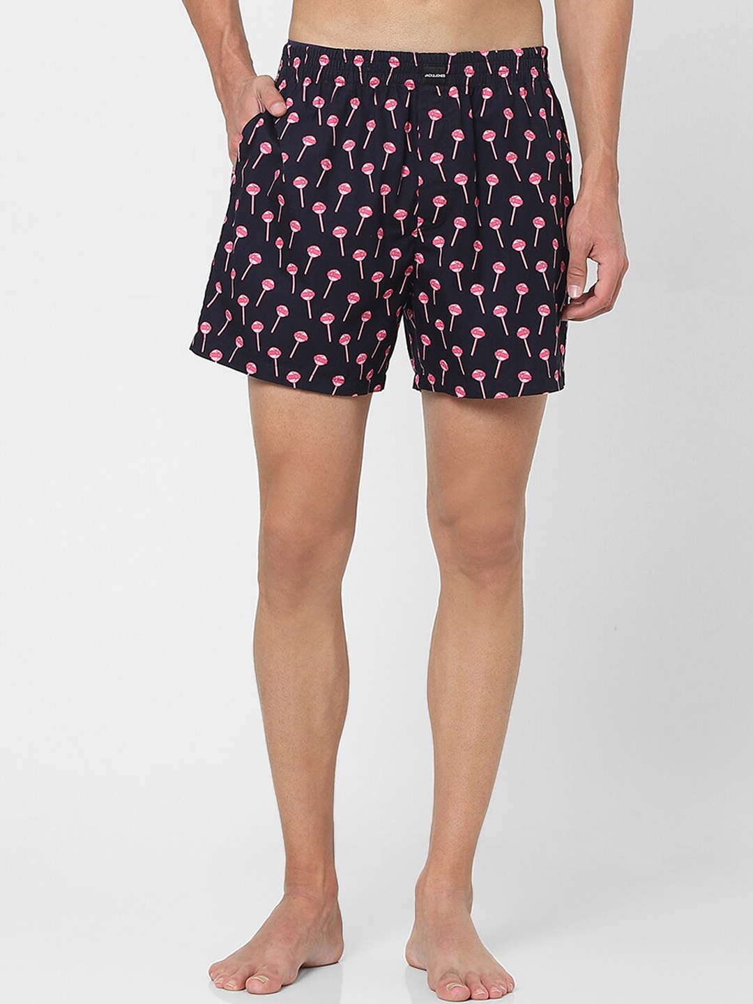 

JACK & JONES Men Black & Pink Printed Pure Cotton Boxers 279161601