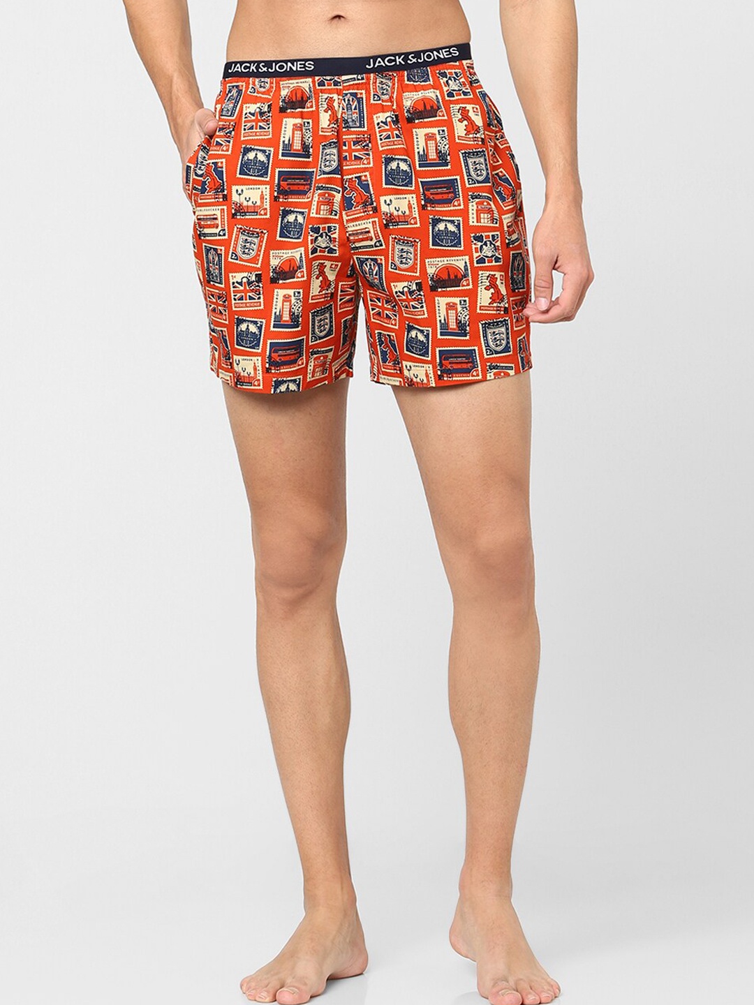 

JACK & JONES Men Orange & Black Printed Pure Cotton Boxers 144874201