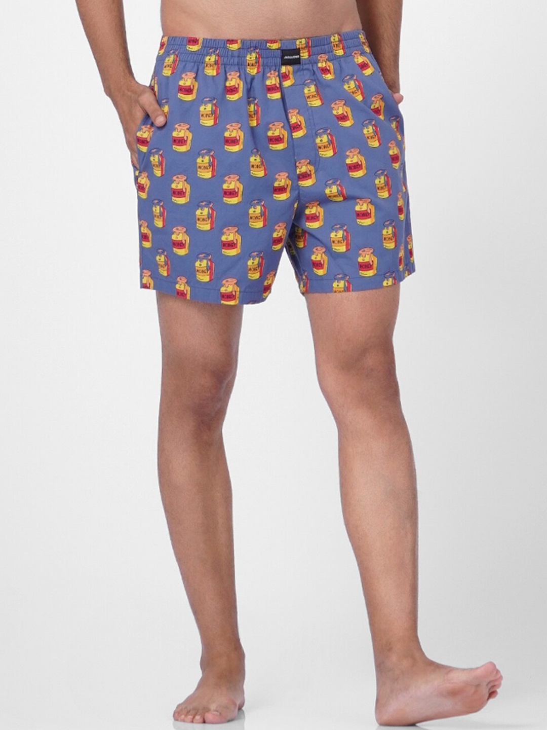

JACK & JONES Men Blue & Yellow Printed Pure Cotton Boxers 279161301