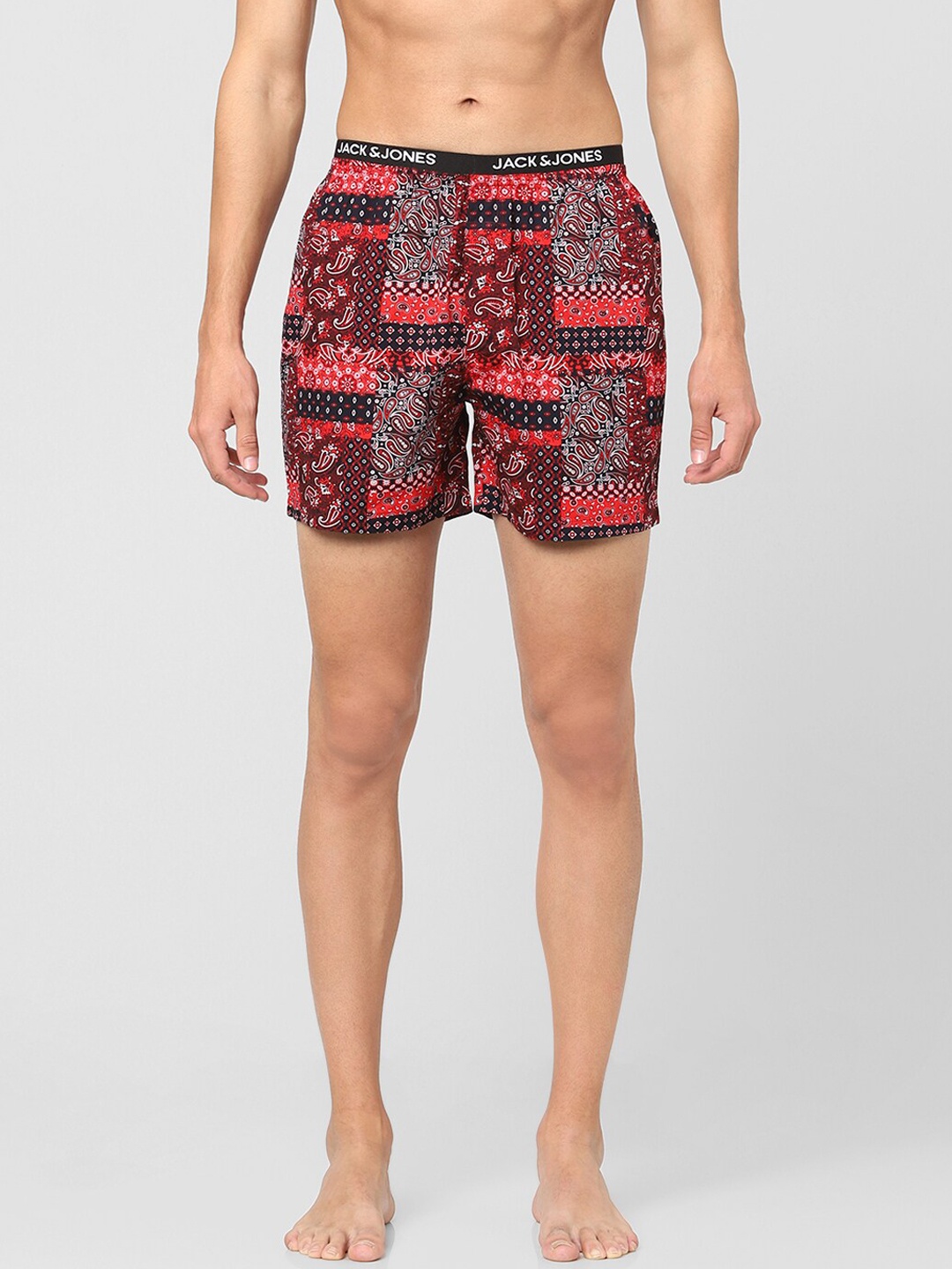 

JACK & JONES Men Red & Black Printed Pure Cotton Boxers 144874301