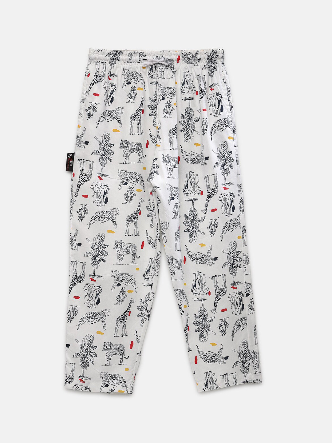 

KLOTTHE Unisex Kids White & Black Printed Pure Cotton Track Pants