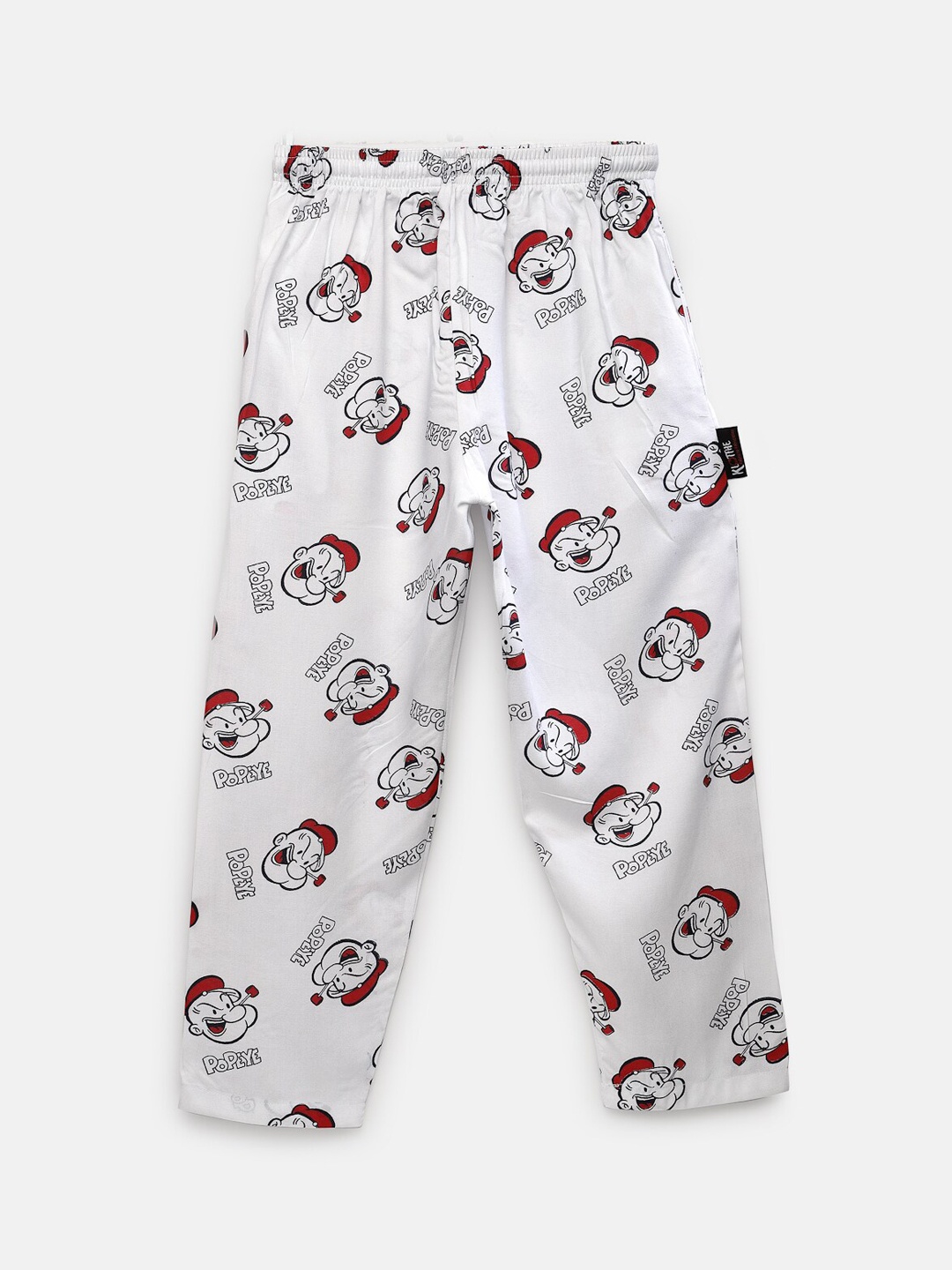 

KLOTTHE Kids White & Red Printed Pure Cotton Track Pants