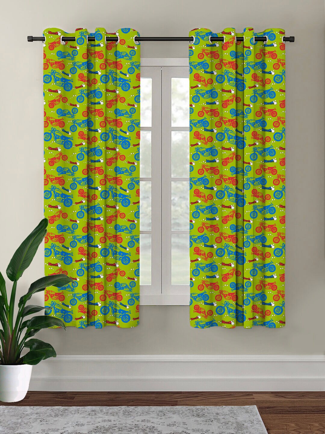 

HOUZZCODE Green Black Out Window Curtain Set of 1